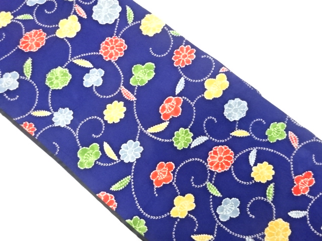 JAPANESE KIMONO / ANTIQUE FUKURO OBI / WOVEN FLORAL ARABESQUE